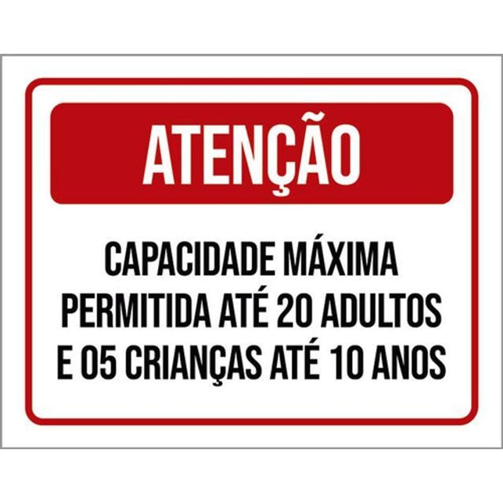 Kit 3 Placa Capacidade Máxima 20 Adultos 5 Crianças 36X46