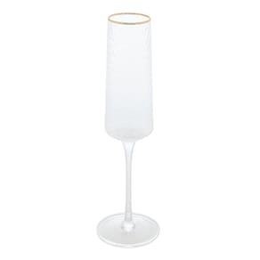 Taça De Champanhe Cristal Martelado Petra Fio De Ouro 300Ml