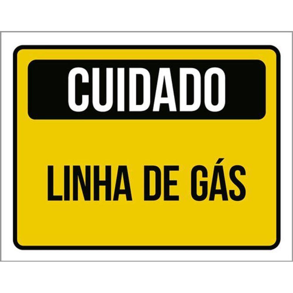 Kit 5 Placas Cuidado Linha De Gás Amarelo 36X46