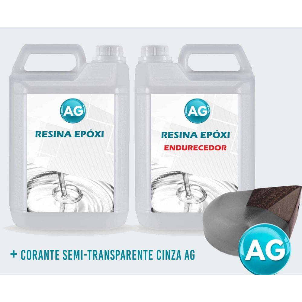 Resinas Epóxi 1Kg + Corante Semi-Transparente Cinza Ag Baixa