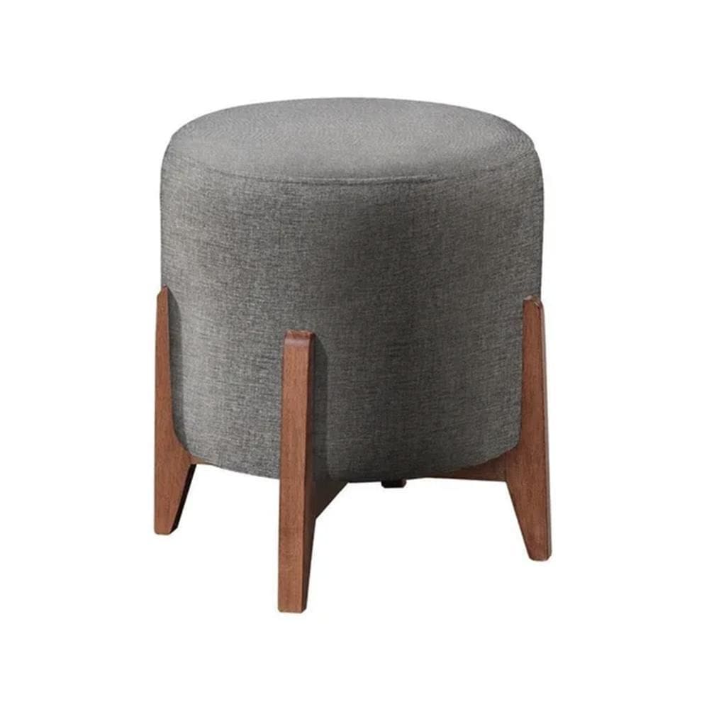 Puff Redondo Luxo Thor 3 Pés Em Madeira