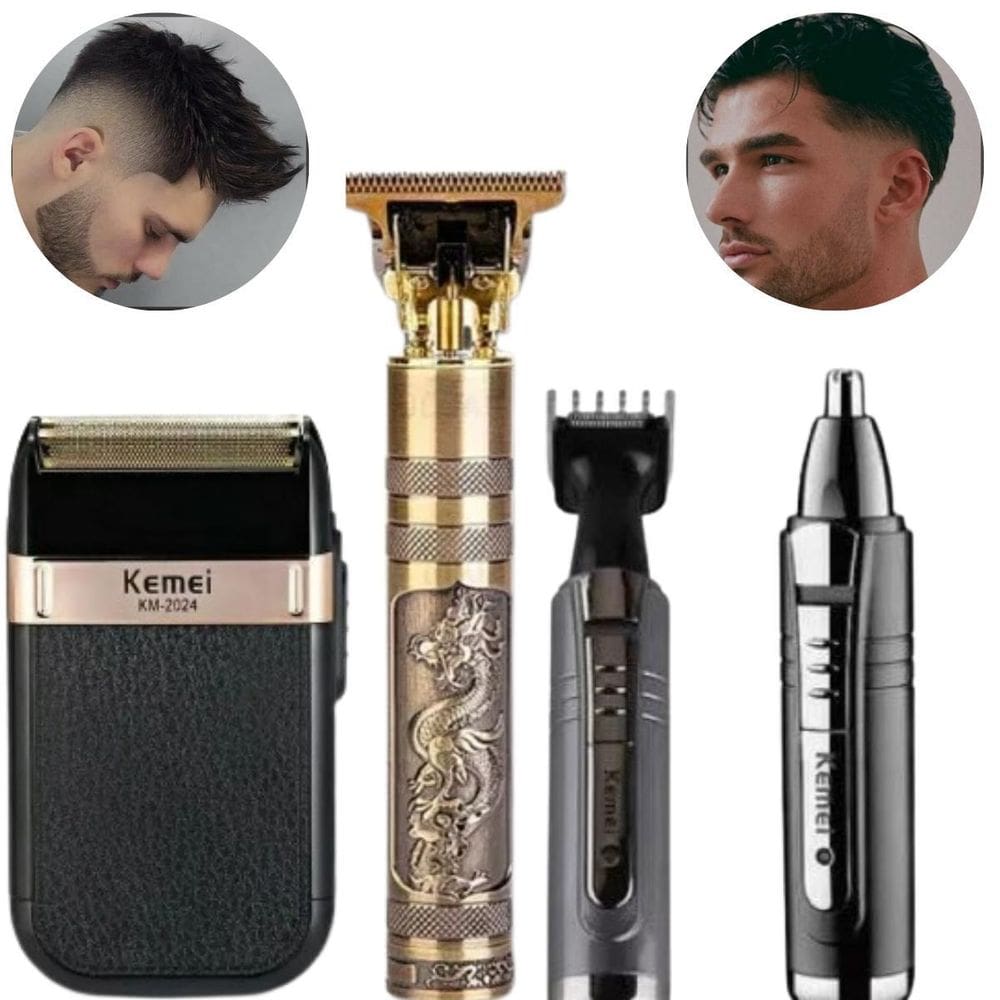 Kit Completo : Máquina Dragão, Barbeador E Aparador Pêlos