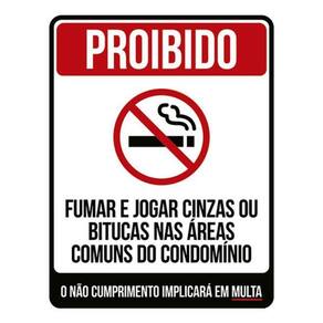 Kit 3 Placa Proibido Fumar Cinzas Bitucas Condomínio 36X46
