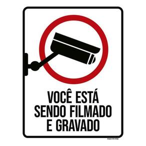 Kit 3 Placas Você Está Sendo Filmado Gravado 36X46