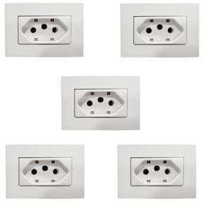 5 Pç Tomada Para Moveis Margirius 2P+T Branca 10A 250V Nbr