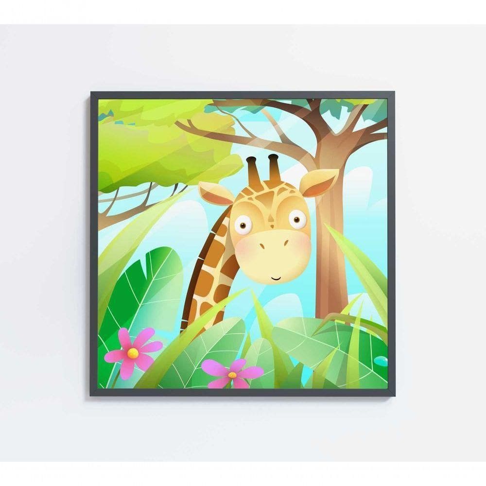 Quadro Infantil Girafa Medidas 60x60 Cm Impressão Adesivo Fotográfico