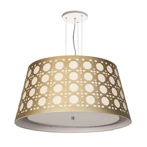 Luminaria De Teto Pendente Cone Recorte Palha 50X25 Bronze