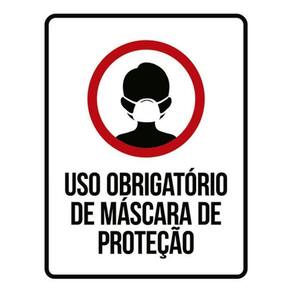 Kit 3 Placas Uso Obrigatório Máscara De Proteção Ícone 36X46