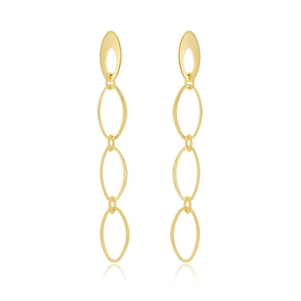 Brinco Elos Ovais Banhado A Ouro 18K