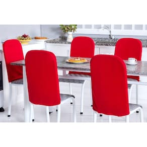 Kit 6 Capas P Encosto Cadeira Tubular Elastano - Vermelho