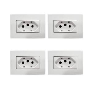 4 Pç Tomada Para Moveis Margirius 2P+T Branca 10A 250V Nbr