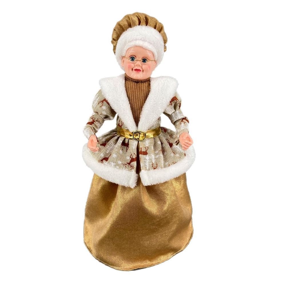 Mamãe Noel Marrom/Linho Decoração Para Natal 45Cm