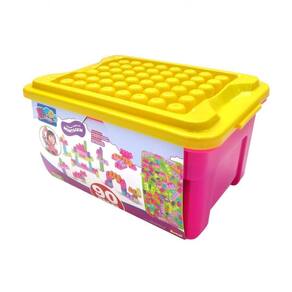 Blocos De Montar Super Caixa Divertida Rosa 90 Peças