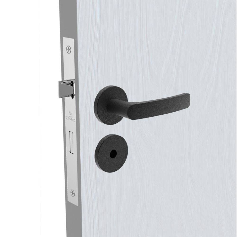 Fechadura Soprano Banheiro Pali Roseta Redonda 40Mm Preta