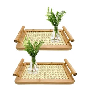 Kit Bandeja Bambu Palha Indiana Servir Café Manhã Decorativa