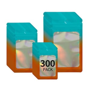 Sacos holográficos resseláveis Mylar Funnyleaf, pacote 300, 3 tamanhos