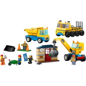Bloco de Montar - CITY – Caminhoes de Construcao e Guindaste com Bola de Demolicao - 235 peças - LEGO