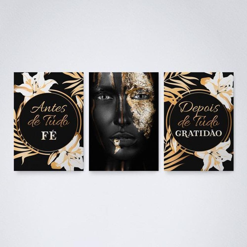 Quadro Decorativo fé e gratidão 30x20cm