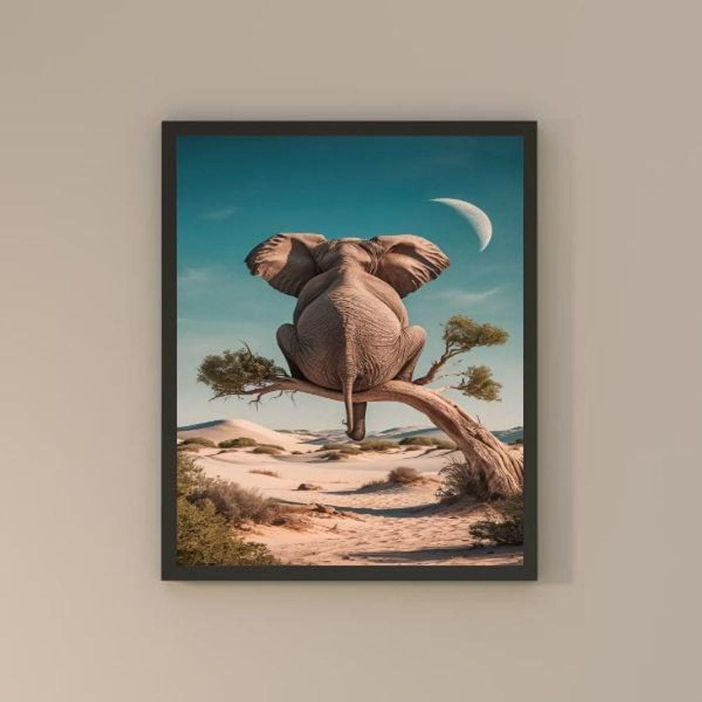 Quadro Decorativo Elefante Reflexivo 33X24Cm