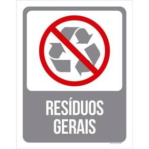 Kit 3 Placas Lixo Cinza Resíduos Gerais 36X46