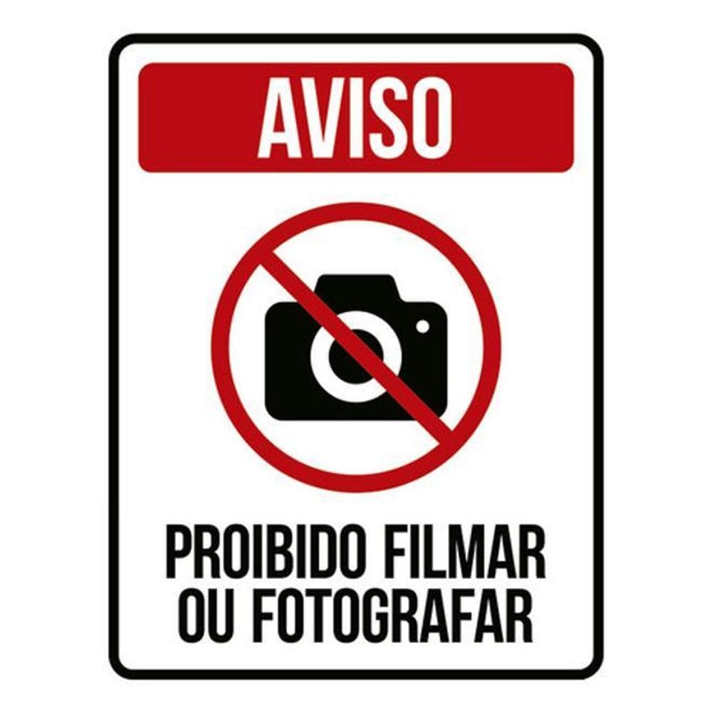 Kit 5 Placas Aviso Proibido Filmar Fotografar Ícone 36X46