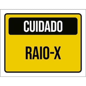 Kit 10 Placas Cuidado Raio-X Amarelo 36X46