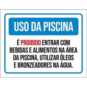 Kit 10 Placa Uso Da Piscina Entrar Com Bebidas 36X46