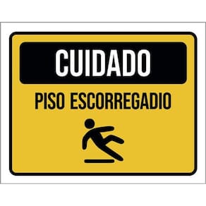 Kit 5 Placas Cuidado Piso Escorregadio Amarela Ícone 36X46
