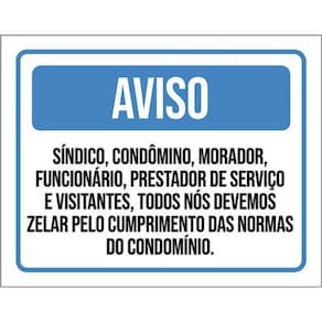 Kit 10 Placa Sóindico Condômino Morador Funcionário 36X46