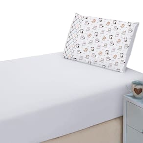 Lençol Liso Elásticado + Fronha Estampada Decorativa