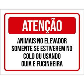 Kit 5 Placas Atenção Animais Elevador Condomínio 36X46