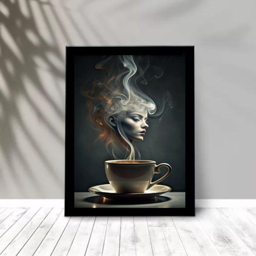 Quadro Decorativo Café Fumaça Mulher 33X24Cm