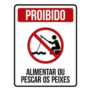 Kit 5 Placas Proibido Alimenter Pescar Peixes 36X46