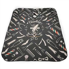Capa De Corte Cabeleireiro Cetim Preta Estampa Barbeiro