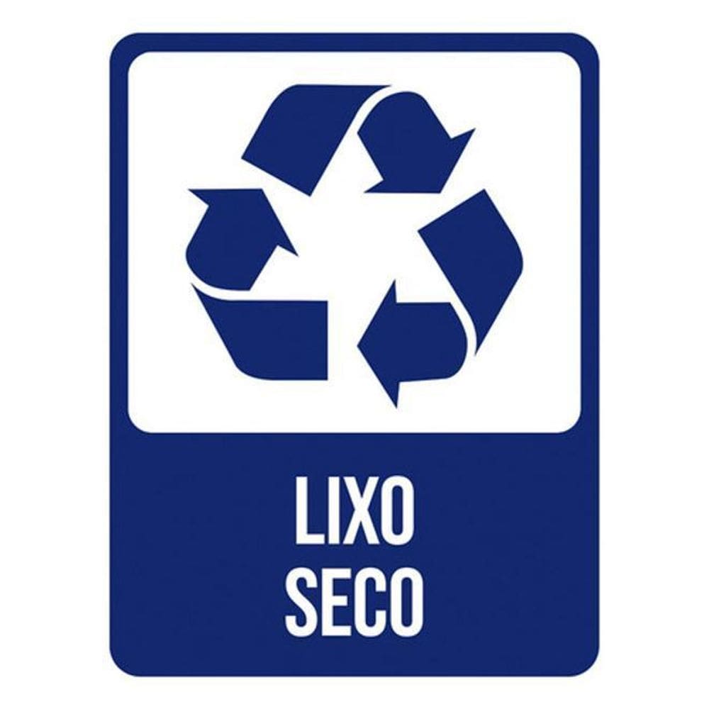 Kit 3 Placas Lixo Azul Seco 36X46