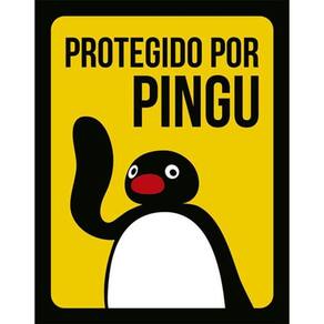 Kit 10 Placas Protegido Por Pingu 36X46