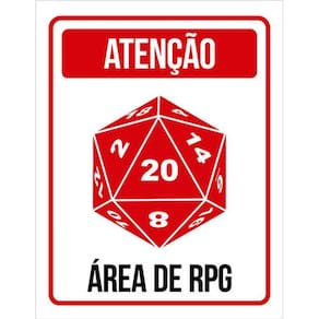 Kit 10 Placas Decorativa Dado D20 Atenção Área De Rpg 36X46