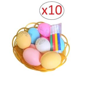 Kit Cesta De Ovo Para Colorir Páscoa 100 Ovinhos + Canetinha