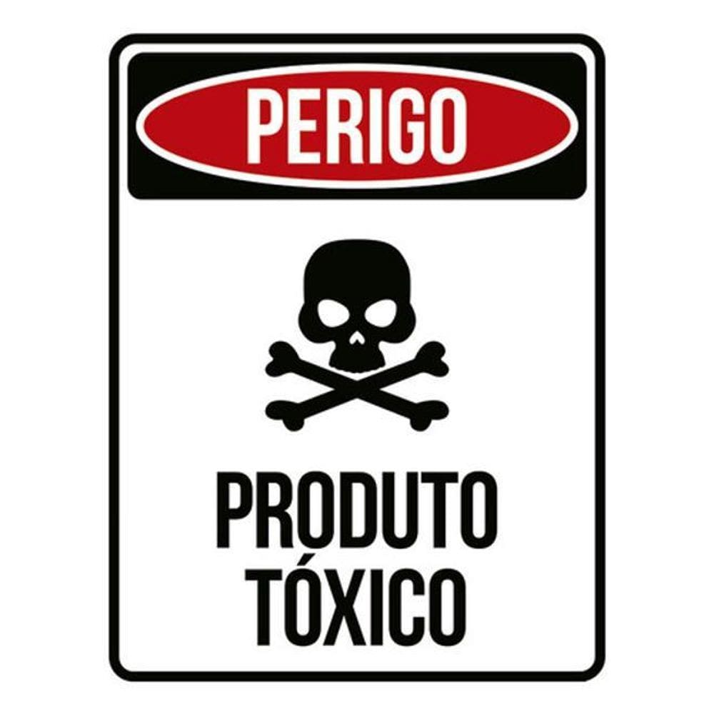 Kit 3 Placas Perigo Caveira Produto Tóxico 36X46
