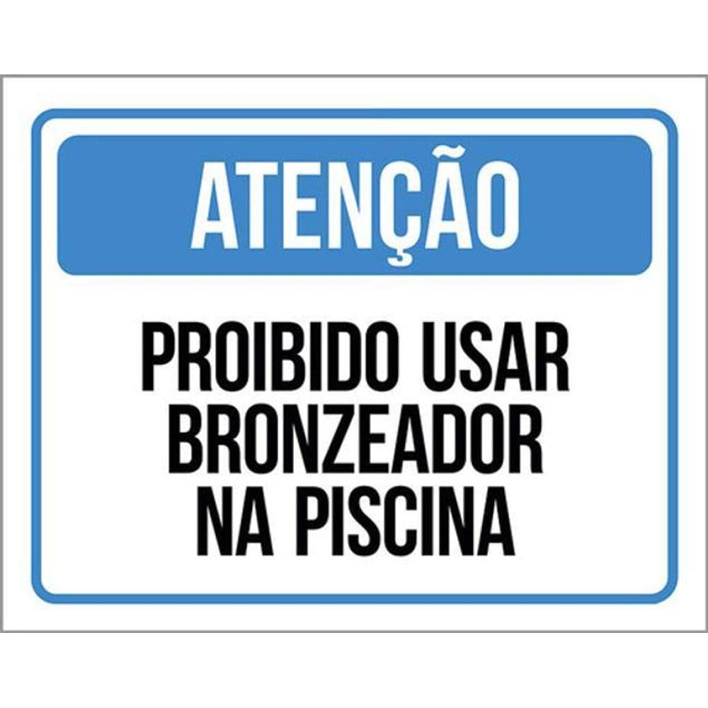 Kit 3 Placa Proibido Usar Bronzeador Na Piscina 36X46
