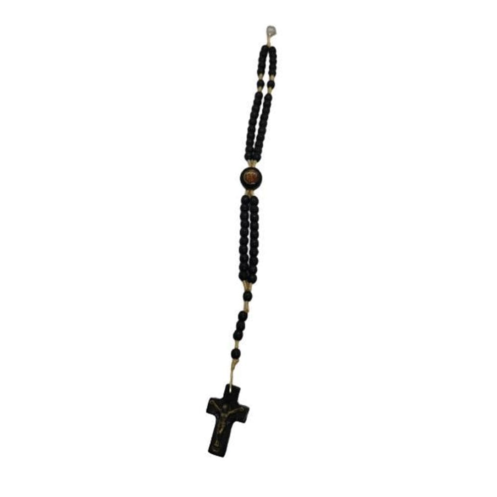 Terço Pulseira Madeira São Bento - Preto