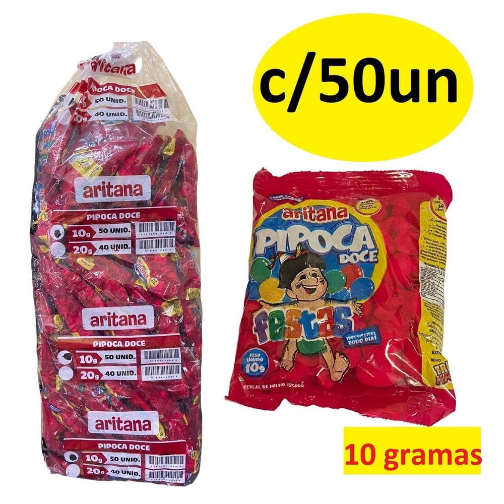 Mini Pipoca Doce 50 Unidades De 10Gr Aritana Festa Junina