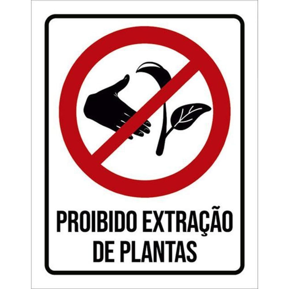 Kit 5 Placas Proibido Extração Plantas 36X46