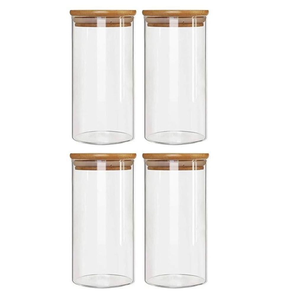 Kit 4 Potes Borossilicato Hermético Tampa Bambu 600Ml Class