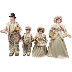 Familia Natalina Pai, Mãe Filhos Pink/Gold Decoração 65Cm