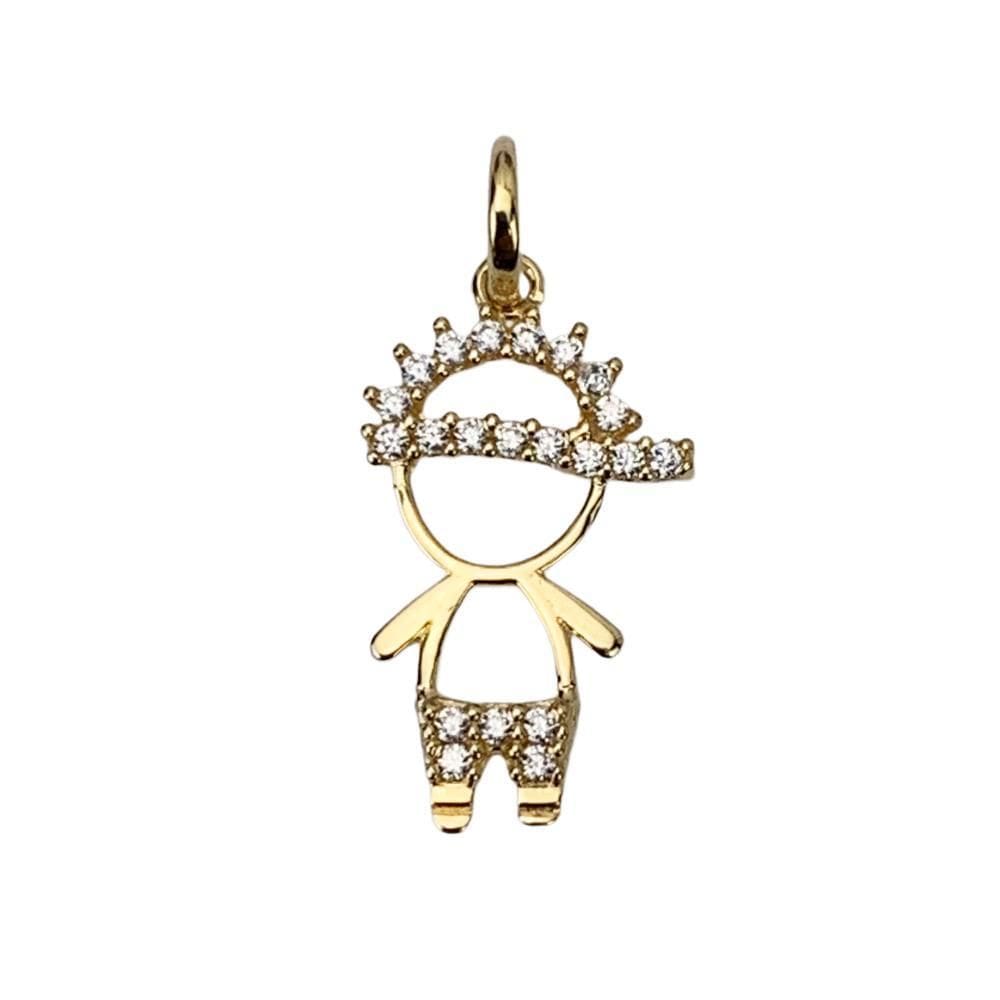Pingente Menino Com Zircônia Em Ouro 18K