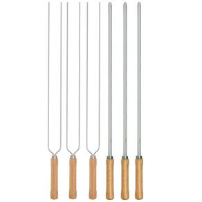Kit Preparo Churrasco 6Pcs Churrasqueira Espetos 65Cm Mor