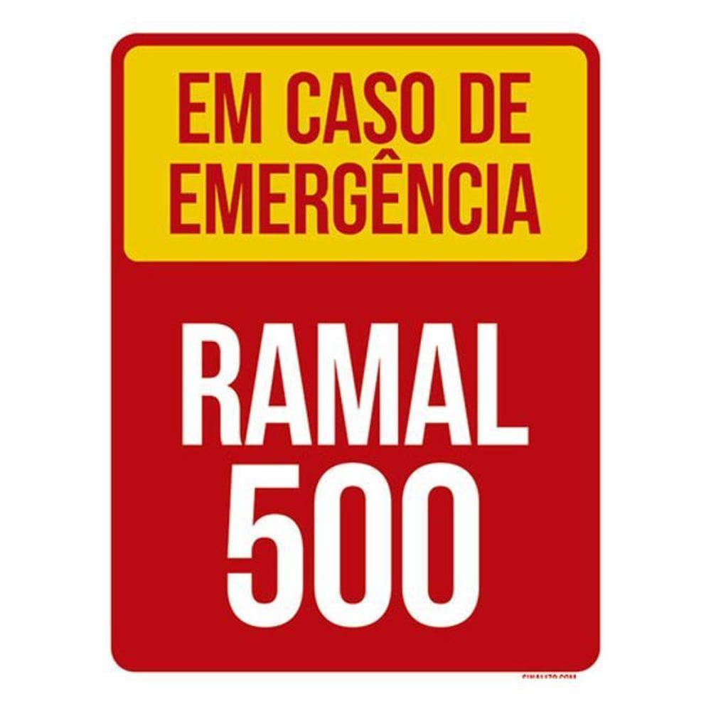 Kit 5 Placas Em Caso Emergência Ramal 500 Vermelha 36X46