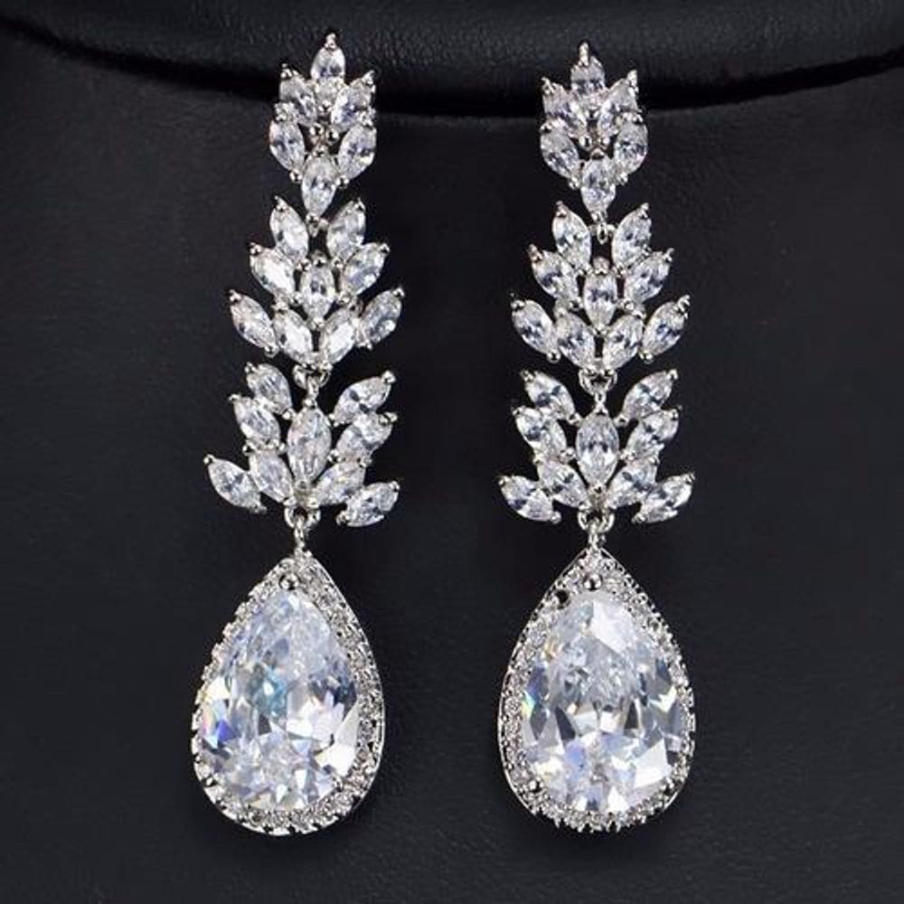 Brinco Noiva Zirconia Prata Pendurado 5,1cm