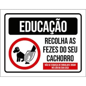 Kit 10 Placa Educação Recolha As Fezes Do Seu Cachorro 36X46